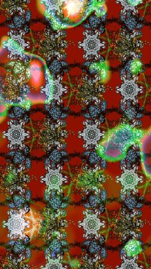 Düz Çiçek Elementleri Tasarımı. Raster illüstrasyonundaki çiçek desenli çizim. Süslü kumaş deseni. Renkli Bahar Teması çizim şablonu.