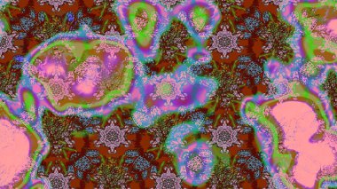 Cute Floral pattern in the small flower. Varicolobrown and pink raster sketch illustration. Tropical sketch pattern with many brown and pink abstract flowers.