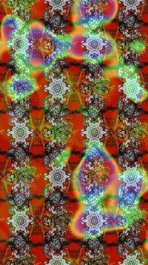 Raster illüstrasyonundaki çiçek desenli çizim. Kahverengi, gri ve yeşil renkte çiçekler.