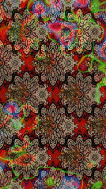 Renkli Bahar Teması eskiz kalıbı. Sevimli çiçek raster deseni. Düz Çiçek Elementleri Tasarımı. Kahverengi ve bej renkli çiçekler.