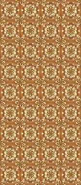 Raster illüstrasyonu. Dekoratif simetri arabesk. Kusursuz ortaçağ çiçek deseni. Kahverengi ve bej renklerde altın. Doğum günü, davetiye ya da afiş için tebrik kartı.