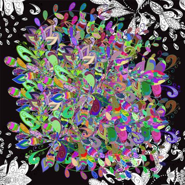 Çiçekli karalama şeklinde Raster çiçek deseni. Nazikçe, güzel çiçek arkaplanı. Hoş renklerde çiçekler.