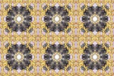 Klasik raster şablonu. Gri, bej, nötr ve altın desenli. Tekrarlayan ögelerle kusursuz soyut arkaplan.