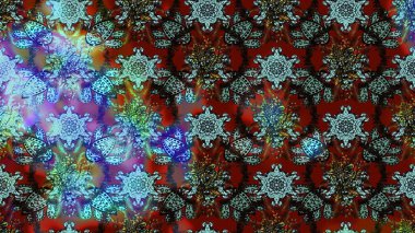 Küçük renkli çiçekler. Mavi, kahverengi ve kırmızı çiçekli bahar çiçekleri. Moda baskıları için zarif bir şablon. Küçük çiçekte güzel bir desen. Motley illüstrasyonu.