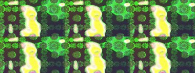 Yeşil ve kahverengi renkli etnik çiçekli zarif eskiz deseni. Raster Çiçek İllüstrasyonu güzel tekstil..