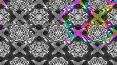 Raster illüstrasyonu. Klasik çiçek tasarımı elementleri. Siyah ve gri kıvırcık çiçekler siyah ve gri renklerde şekillenir.