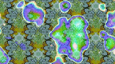 Çizim çiçek deseni duvar kâğıdı olarak kullanılabilir. Raster illüstrasyonu. Yeşil renkte çiçekler.