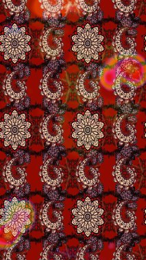 Hediye ambalaj kağıdı, tebrik kartları, posterler ve pankart tasarımı. Kahverengi ve kırmızı renkte çiçekler. Raster düz çiçek çizim deseni.