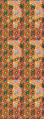 Tekrarlayan elementlerle soyut arkaplan oluşturun. Raster illüstrasyonu. Turuncu renklerde altın desenli altın elementler. Kusursuz, klasik altın desen..