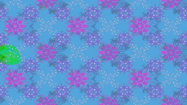 Çiçek ve yapraklı çiçek deseni. Raster illüstrasyonu. Küçük çiçekli şirin desen.