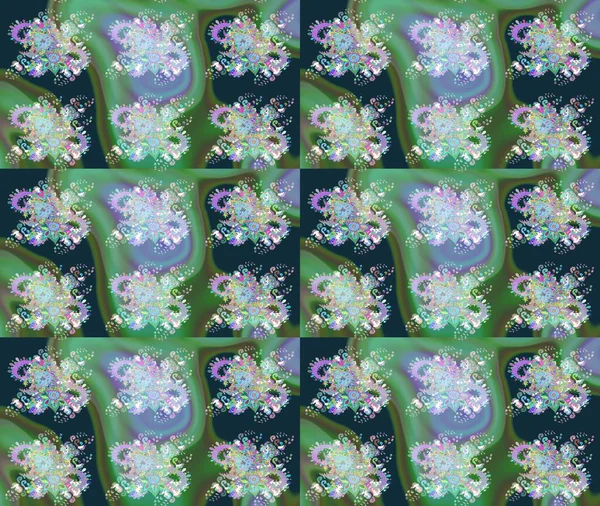 Çiçek yeşili ve mavi çizim deseni. Klasik taslak çizimi. Raster Yumuşak kumaş deseni. Raster çiçek izi..