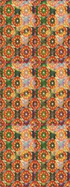 Tekrarlayan elementlerle soyut arkaplan oluşturun. Raster illüstrasyonu. Turuncu renklerde altın desenli altın elementler. Kusursuz, klasik altın desen..