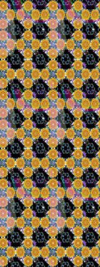 Sarı ve siyah renkte çiçekler. Raster illüstrasyonu. Kusursuz çiçek deseni duvar kağıdı için kullanılabilir.