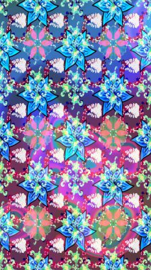 Güzel karalamalı çiçek desenli çizim. Güzel kumaş deseni. Küçük çiçekteki sevimli çiçek deseni. Raster illüstrasyonu.