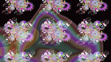 Siyah ve kahverengi renklerde. Soyut çiçek çizim kalıbı arka planı. Raster illüstrasyonu. Raster deseni. Küçük çiçekte sevimli çiçek deseni var..