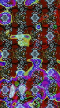 Kırmızı ve kahverengi renkte çiçekler. Raster illüstrasyonunda çiçek deseni çizimi.