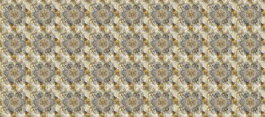 Çizgi sanatı tasarım şablonu için kusursuz sınır. Gri, bej ve nötr renklerde altın element. Doğu tarzı element. Davetiyeler, kartlar, web sayfası için Raster illüstrasyon. Altın çizgili çiçek dekoru