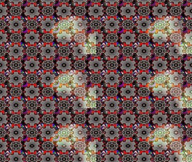 Raster Floral Illustration, Asyalı tekstil. Siyah ve nötr renklerdeki etnik çiçeklerle zarif bir eskiz..