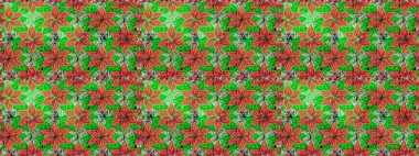 Düz Çiçek Elementleri Tasarımı. Renkli Bahar Temalı Kusursuz Arkaplan. Yeşil ve turuncu renkli çiçekler. Çiçeksiz desenli arka plan, yaz çiçekleri..