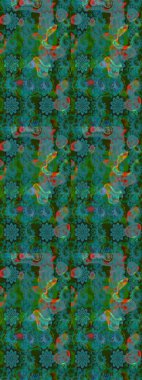 Yeşil ve mavi renkli çiçekler. Renkli Bahar Teması çizim kalıbı. Çiçekli çiçek deseni, suluboya. Düz Çiçek Elementleri Tasarım Raster illüstrasyonu.