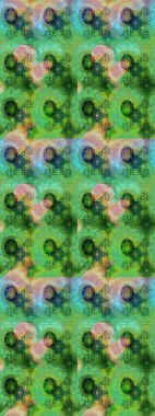 Raster illüstrasyonundaki çiçek desenli çizim. Suluboya tarzında yeşil renkte çiçekler.