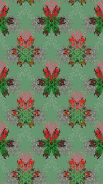 Vadinin yeşil renkli çiçekleri. Raster çiçek desenleri çiziyor..