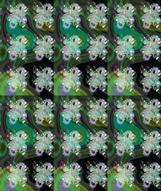 Tropik çiçekler. Yeşil ve gri renkli çiçekler. Gömlek çizimi Arkaplan Deseni.