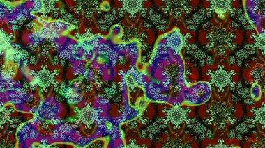 Şatafatlı bahar bahçesi dokusu. Çiçek deseni. Raster illüstrasyonu. Yeşil renkli çiçekler. Yeşil renkte çiçek çizimi.