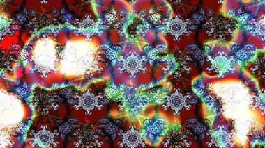 Tarafsız ve kırmızı renklerde şirin tekstil tarzında. Çiçek duvar kâğıdı. Raster illüstrasyonu. Renkli çizim kalıbı. Çiçek arka planı.