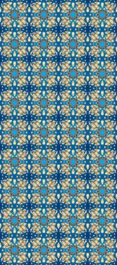 Barok tarzında altın çiçekli süs. Altın element mavi, bej ve nötr renklerde. Damask arkaplanı. Altın çiçekli, pürüzsüz desen.