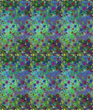 Raster illüstrasyonu. Hint süsü. Yeşil ve mavi renklerde. Kusursuz desen. Çiçek duvar kağıdı. Renkli süs kenarı.