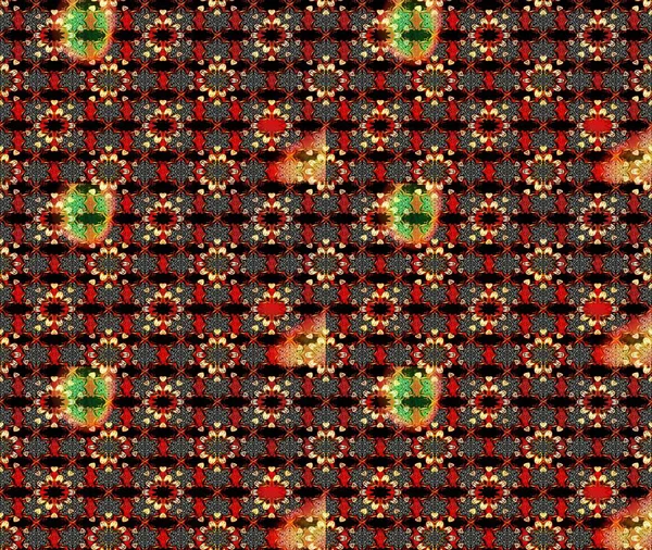 Suluboya elle çizilmiş çiçek desenli eskiz deseni. Parlak renkli fantezi çiçekleri, yapraklar, siyah ve kırmızı renkli tomurcuklar..