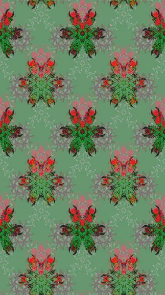 Vadinin yeşil renkli çiçekleri. Raster çiçek desenleri çiziyor..
