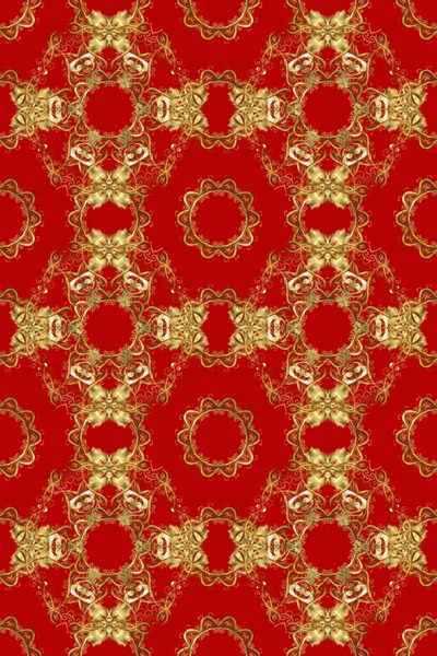 Kahverengi, turuncu ve kırmızı renklerde Raster altın deseni. Kış sembolü, Mutlu Noeller, Mutlu yıllar 2019. Altın kar taneleri basit, pürüzsüz desen. Soyut duvar kağıdı, ambalaj dekorasyonu