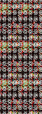 Vadinin çiçekleri siyah ve nötr renklerde. Soyut etnik raster çizim kalıbı. Çiçekler..