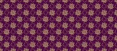 Klasik barok çiçek desenleri bej, kahverengi ve mor üzerine altın rengi. Bej, kahverengi ve mor renklerde altın element. Süslü raster dekorasyonu. Lüks, kraliyet ve Viktorya dönemi konsepti.