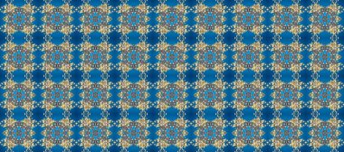 Kusursuz ortaçağ çiçek deseni. Raster illüstrasyonu. Dekoratif simetri arabesk. Altın maviye, gri ve bej renklere. Doğum günü, davetiye ya da afiş için tebrik kartı.