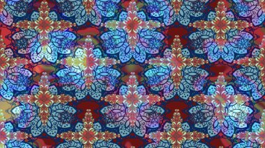 Düz Çiçek Elementleri Tasarımı. Süslü kumaş deseni. Raster illüstrasyonundaki çiçek desenli çizim. Renkli Bahar Teması çizim şablonu.