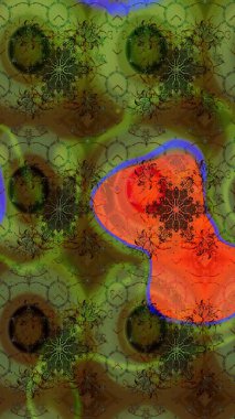 Raster illüstrasyonundaki çiçek desenli çizim. Yeşil renkte çiçekler.