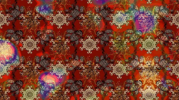 Küçük çiçekteki sevimli çiçek deseni. Kırmızı ve kahverengi renkte çiçekler.