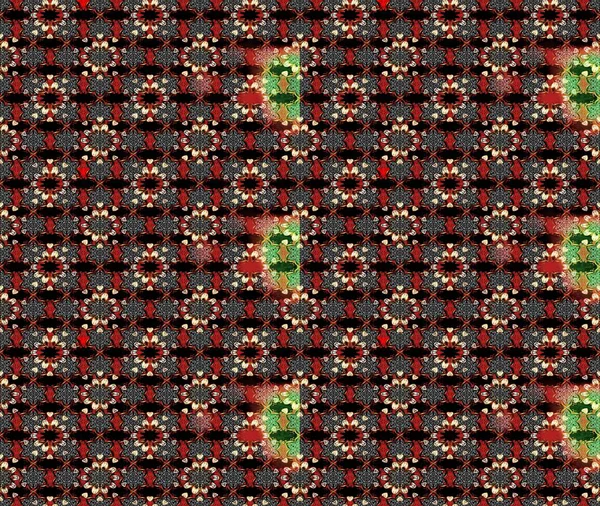 Raster illüstrasyonu. Eskiz arkaplan modeli. Suluboya, elle çizilmiş. Siyah ve kırmızı yapraklı yabani çiçekler.