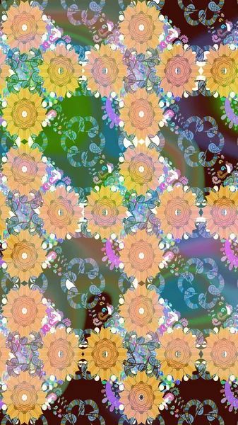 Raster illüstrasyonu. Bej renklerde bahar çiçekleri. Yaprak ve çiçeklerin suluboya resmi, bej renkler üzerine eskiz deseni.