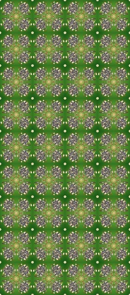 Kusursuz raster arka plan. Duvar kâğıdı barok, İspanyol kumaşı. Yeşil, gri ve nötr renklerde grafiksel, kusursuz desen. Kusursuz çiçek deseni.