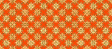 Kusursuz soyut bir arkaplan. Raster illüstrasyonu. Oriental raster klasik turuncu, nötr, sarı ve altın desenli.