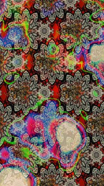 Raster illüstrasyonundaki çiçek desenli çizim. Suluboya tarzında gri ve nötr renkte çiçekler.