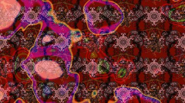 Arkaplan dokusu, duvar kağıdı, kahverengi ve kırmızı renkli çiçek teması. Soyut etnik raster çizim kalıbı. Kabile sanatı boho baskısı, klasik çiçek arkaplanı.