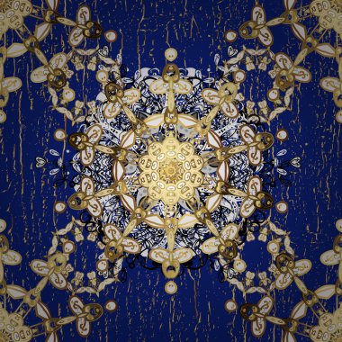 Klasik mobilya tarzı. Altın elementlerle beyaz ve mavi renklerde desen. Oyma. Küçük bir alan derinliği. Lüks. Kusursuz ahşap oyma. Patina. Altın işlemeli beyaz ve mavi arkaplan.