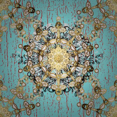 Geleneksel klasik klasik, kusursuz vektör kalıbı. Barok tarzında kusursuz bir doğulu süsü. Beyaz ve mavi renklerdeki altın elementler.