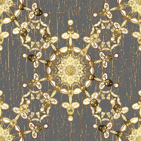 Kusursuz klasik vektör altın deseni. Bej ve gri renklerdeki altın desenli altın elementler. Geleneksel oryantasyon süsü. Klasik vintage arkaplan.