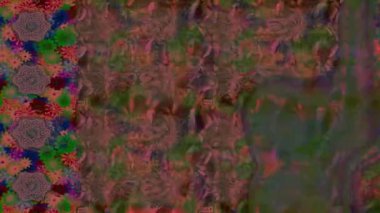 Renkli unsurlarla hareketli arka plan görüntüleri. Çiçekler. Eski model. Bayrak tarzı. Video kaydı. Şablon. Döngü. Kusursuz..